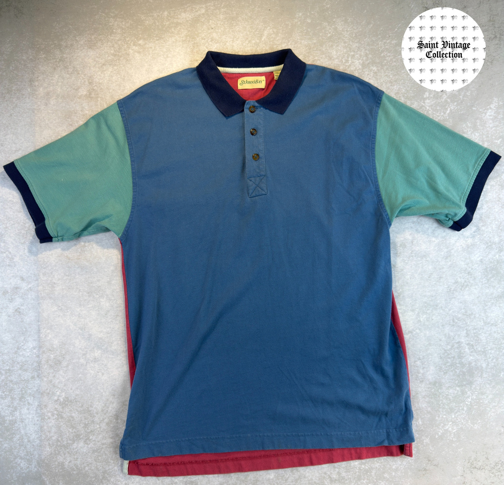 90s St. John's Bay Colorblock Large Polo Shirt